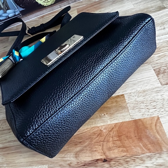 Michael Kors Black Callie Pebbled Leather Top Handle Crossbody Satchel Purse - Picture 8 of 10